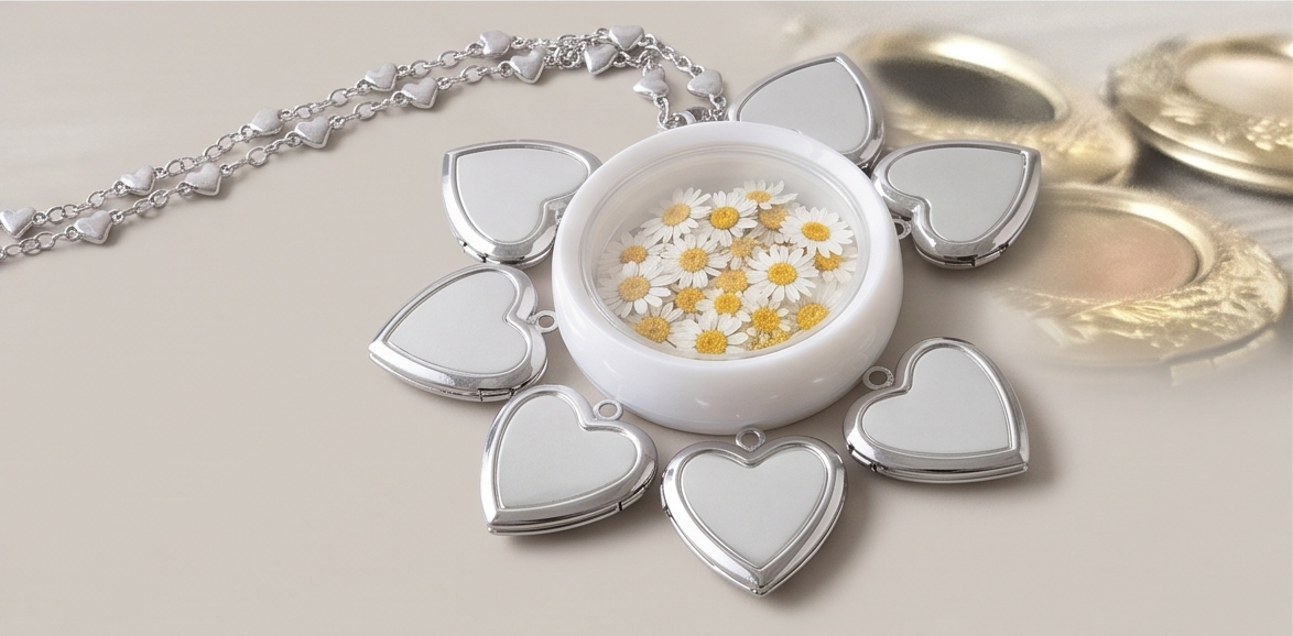 Workshop moment — Heart with pressed flowers